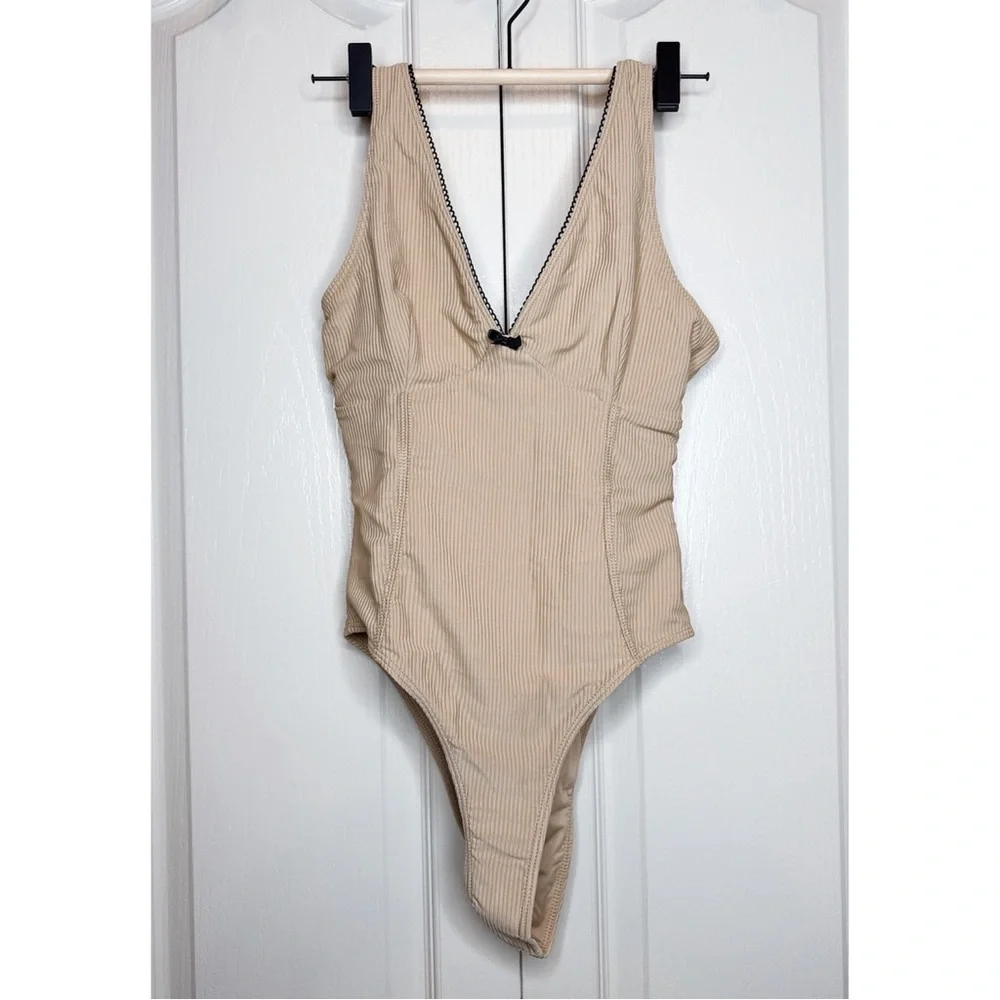 Frankies Bikinis Lila Ribbed One Piece Swimsuit
